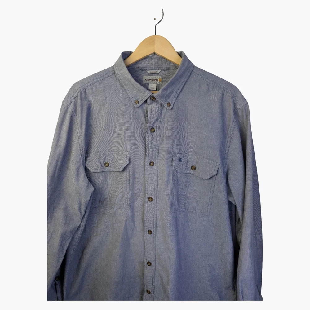 Carhartt Chambray Button Down Workwear Shirt | Relaxed Fit | Size XL - Picture 3 of 8